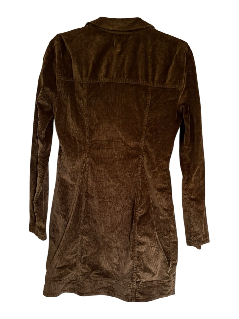 Anthropologie Pilcro Corduroy Zip Front Mini Dress Dark Green Moss Shacket 12 - Picture 3 of 6